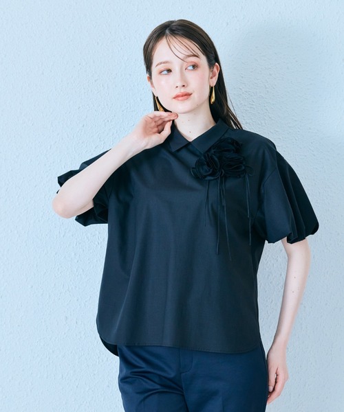 Audie a Muses(オーディアミューズ)の「フラワーモチーフリボンブラウス(シャツ/ブラウス・レディース・オフホワイト/ピンク/ブラック・38/42)」の19枚目の写真
