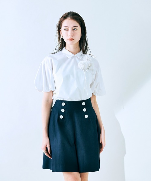 Audie a Muses(オーディアミューズ)の「フラワーモチーフリボンブラウス(シャツ/ブラウス・レディース・オフホワイト/ピンク/ブラック・38/42)」の9枚目の写真