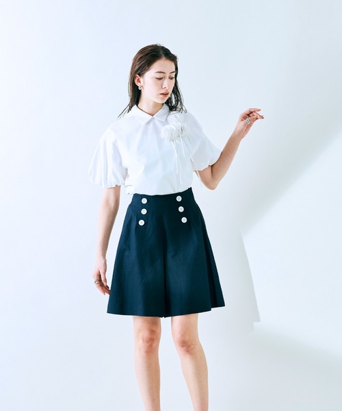 Audie a Muses(オーディアミューズ)の「フラワーモチーフリボンブラウス(シャツ/ブラウス・レディース・オフホワイト/ピンク/ブラック・38/42)」の12枚目の写真
