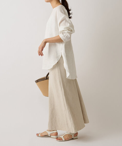 BEARDSLEY(ビアズリー)の「《15 quinze》リネンバイヤススカート(スカート・レディース・ベージュ/グレー・FREE)」の16枚目の写真