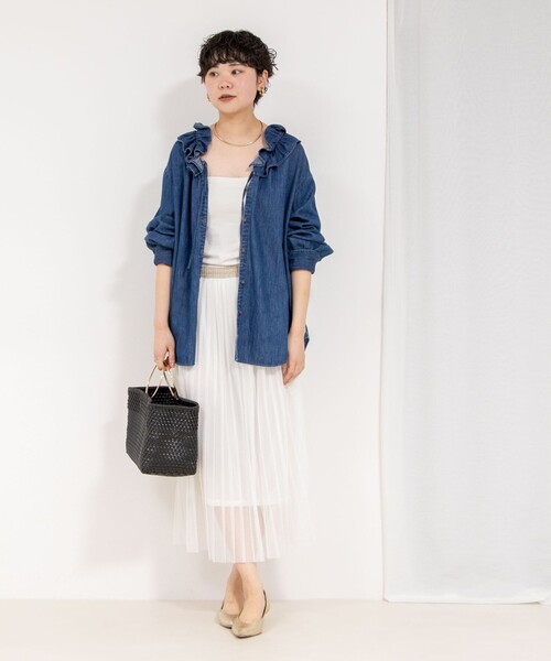 Rie Miller（リエミラー）の「ウォッシャブルラッセルチュールプリーツスカート（スカート・レディース・ブラック/ホワイト・38）」の3枚目の写真