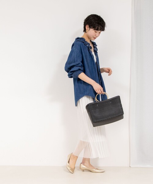 Rie Miller（リエミラー）の「ウォッシャブルラッセルチュールプリーツスカート（スカート・レディース・ブラック/ホワイト・38）」の5枚目の写真