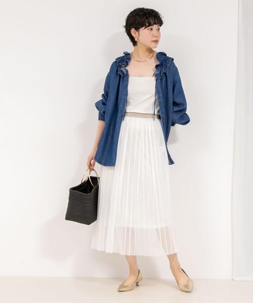 Rie Miller（リエミラー）の「ウォッシャブルラッセルチュールプリーツスカート（スカート・レディース・ブラック/ホワイト・38）」の8枚目の写真