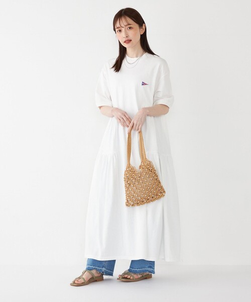 【伊藤】ジャスグリッティー コットンティアードワンピース ストライプ Chico】2wayシャーリングコットンティアードOP[品番