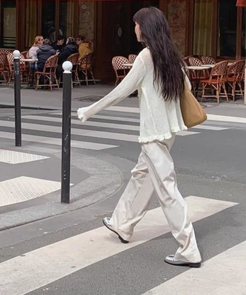 セール】フリル透かし編みニットカーディガン（ニット/セーター