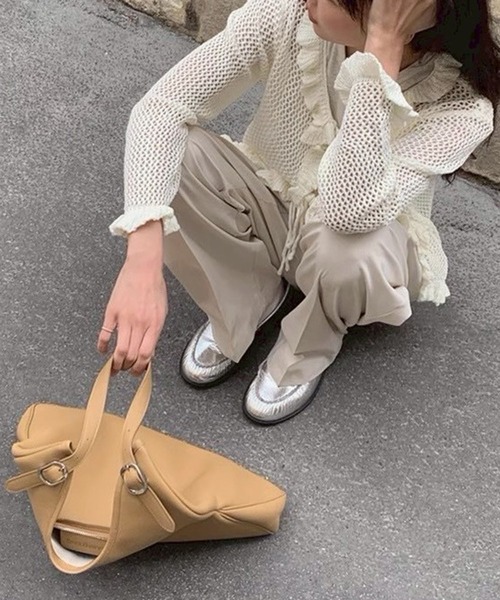 セール】フリル透かし編みニットカーディガン（ニット/セーター