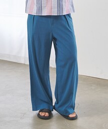 【WOMEN】コットンワッシャータックワイド パンツ