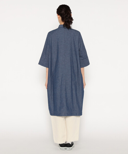DANTON ワンピース WOMEN'S COTTON CHAMBRAY WORK SHIRT DRESS（ワンピース