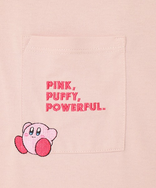 ALWAYS GOOD TIME（オルウェイズグッドタイム）の「【星のカービィ/KIRBY 】天竺 ワイドシルエット ポケット付き/ワンポイント刺繍/プリント 半袖Ｔシャツ（Tシャツ/カットソー・レディース・グレー/ピンク/ミント/スミクロ・M/L）」の14枚目の写真