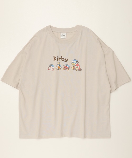 ALWAYS GOOD TIME（オルウェイズグッドタイム）の「【星のカービィ/KIRBY 】天竺 ワイドシルエット ポケット付き/ワンポイント刺繍/プリント 半袖Ｔシャツ（Tシャツ/カットソー・レディース・グレー/ピンク/ミント/スミクロ・M/L）」の7枚目の写真