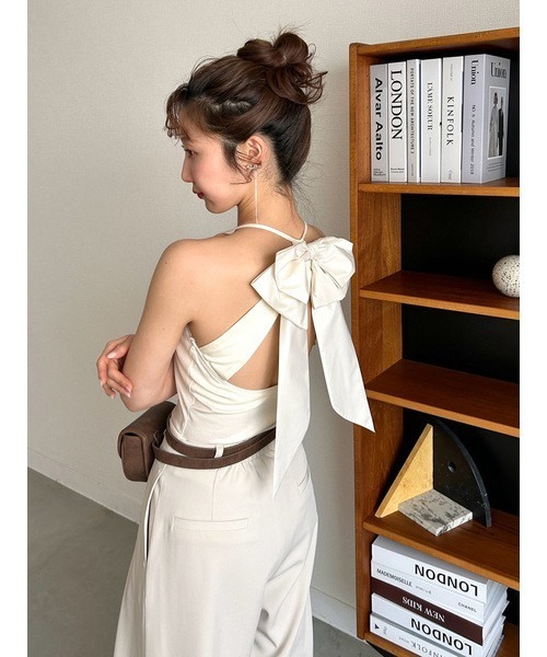 LILY BROWN（リリーブラウン）の「【LILY BROWN Lingerie】バックリボンボディスーツ（その他アンダーウェア/インナー・レディース・アイボリー/ブラック・FREE）」の2枚目の写真