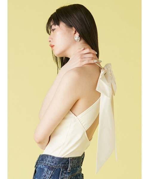 LILY BROWN（リリーブラウン）の「【LILY BROWN Lingerie】バックリボンボディスーツ（その他アンダーウェア/インナー・レディース・アイボリー/ブラック・FREE）」の3枚目の写真