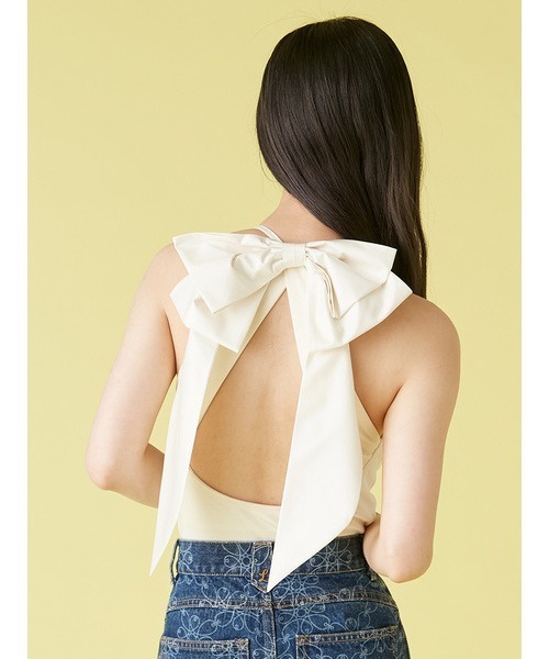 LILY BROWN（リリーブラウン）の「【LILY BROWN Lingerie】バックリボンボディスーツ（その他アンダーウェア/インナー・レディース・アイボリー/ブラック・FREE）」の4枚目の写真