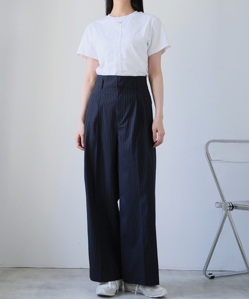 Doula Doula(ドゥーラドゥーラ)の「ハイウエストストレートパンツ(スラックス・レディース・グレー系その他/グレー系その他2/ネイビー×ホワイト/ブラック×ホワイト・マルチサイズ)」の4枚目の写真