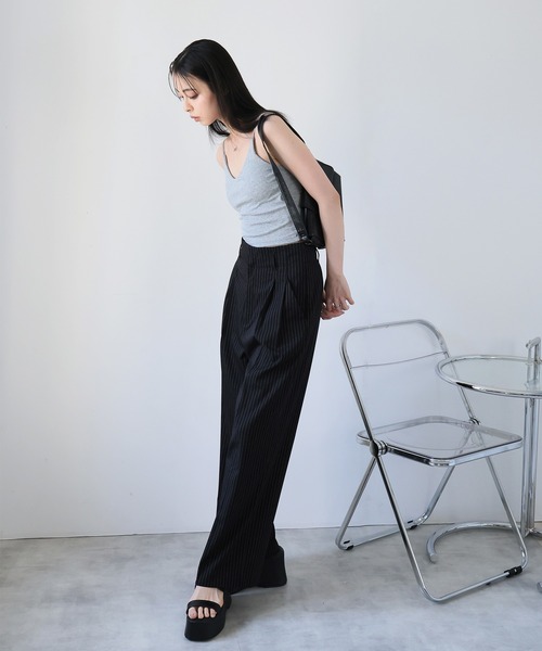 Doula Doula(ドゥーラドゥーラ)の「ハイウエストストレートパンツ(スラックス・レディース・グレー系その他/グレー系その他2/ネイビー×ホワイト/ブラック×ホワイト・マルチサイズ)」の6枚目の写真