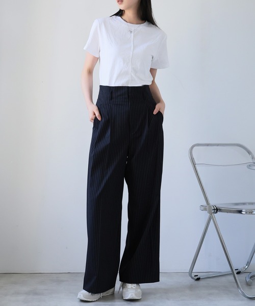 Doula Doula(ドゥーラドゥーラ)の「ハイウエストストレートパンツ(スラックス・レディース・グレー系その他/グレー系その他2/ネイビー×ホワイト/ブラック×ホワイト・マルチサイズ)」の9枚目の写真