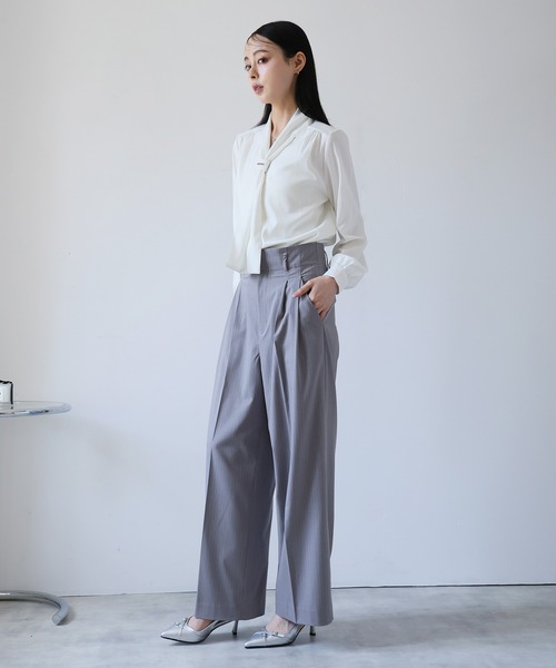 Doula Doula(ドゥーラドゥーラ)の「ハイウエストストレートパンツ(スラックス・レディース・グレー系その他/グレー系その他2/ネイビー×ホワイト/ブラック×ホワイト・マルチサイズ)」の10枚目の写真