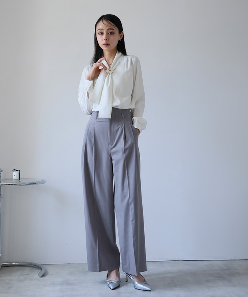 Doula Doula(ドゥーラドゥーラ)の「ハイウエストストレートパンツ(スラックス・レディース・グレー系その他/グレー系その他2/ネイビー×ホワイト/ブラック×ホワイト・マルチサイズ)」の12枚目の写真