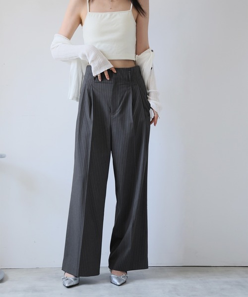 Doula Doula(ドゥーラドゥーラ)の「ハイウエストストレートパンツ(スラックス・レディース・グレー系その他/グレー系その他2/ネイビー×ホワイト/ブラック×ホワイト・マルチサイズ)」の13枚目の写真