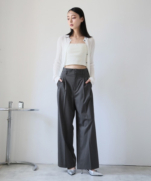 Doula Doula(ドゥーラドゥーラ)の「ハイウエストストレートパンツ(スラックス・レディース・グレー系その他/グレー系その他2/ネイビー×ホワイト/ブラック×ホワイト・マルチサイズ)」の14枚目の写真