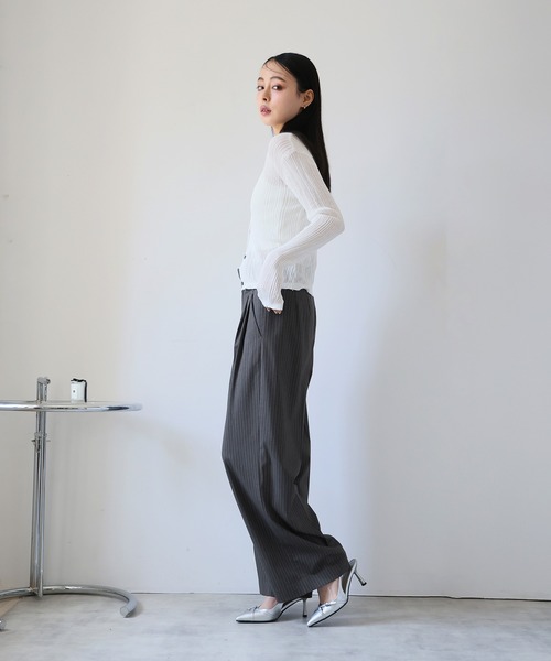 Doula Doula(ドゥーラドゥーラ)の「ハイウエストストレートパンツ(スラックス・レディース・グレー系その他/グレー系その他2/ネイビー×ホワイト/ブラック×ホワイト・マルチサイズ)」の15枚目の写真