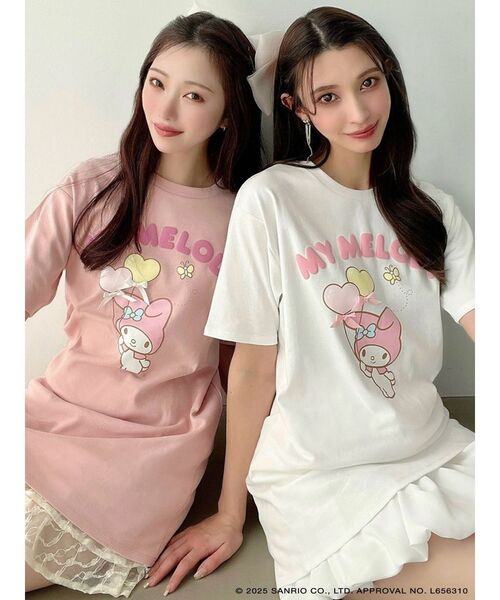RESEXXY(リゼクシー)の「【メロクロコラボ】リボンポイントビッグTシャツ(Tシャツ/カットソー・レディース・ホワイト/ピンク・FREE)」の11枚目の写真