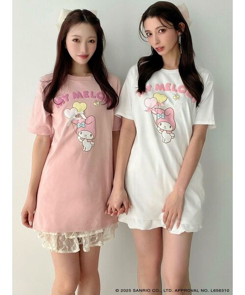RESEXXY(リゼクシー)の「【メロクロコラボ】リボンポイントビッグTシャツ(Tシャツ/カットソー・レディース・ホワイト/ピンク・FREE)」の10枚目の写真