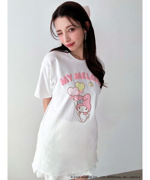 RESEXXY(リゼクシー)の「【メロクロコラボ】リボンポイントビッグTシャツ(Tシャツ/カットソー・レディース・ホワイト/ピンク・FREE)」の7枚目の写真
