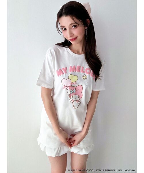 RESEXXY(リゼクシー)の「【メロクロコラボ】リボンポイントビッグTシャツ(Tシャツ/カットソー・レディース・ホワイト/ピンク・FREE)」の6枚目の写真