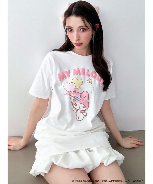 RESEXXY(リゼクシー)の「【メロクロコラボ】リボンポイントビッグTシャツ(Tシャツ/カットソー・レディース・ホワイト/ピンク・FREE)」の5枚目の写真