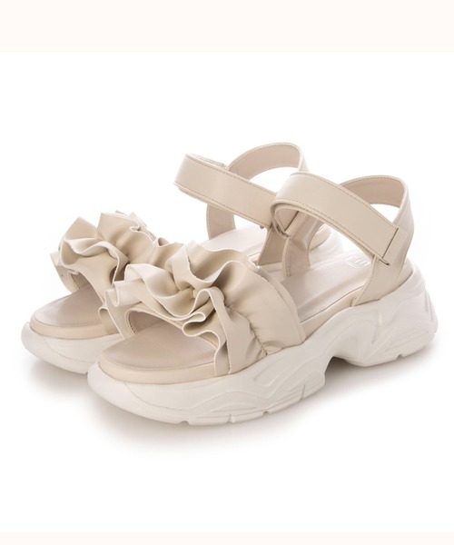 Fin（フィン）の「フリル厚底ベルクロスポーツサンダル【低反発スポンジ入り】（サンダル・レディース・ブラック/ベージュ/シルバー・S/M/L/LL）」の11枚目の写真