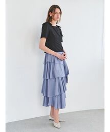 TONAL（トーナル）の「リボン付ティアードフレアスカート（スカート）」