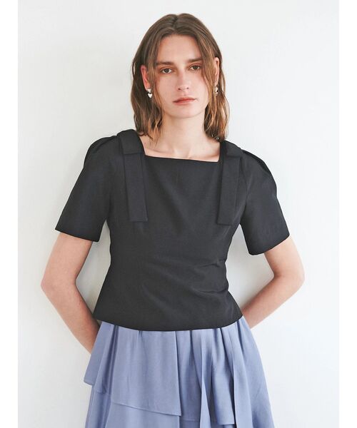 TONAL（トーナル）の「リボン付ティアードフレアスカート（スカート・レディース・ブルー/ベージュ/オフホワイト・MEDIUM）」の5枚目の写真