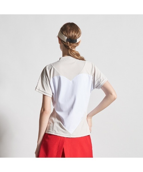 VIVA HEART(ビバハート)の「【VIVA HEART/GOLF】ハートバックダブルメッシュ半袖モックネック(シャツ/ブラウス・レディース・ブラック/ライトベージュ/ホワイト・40)」の7枚目の写真