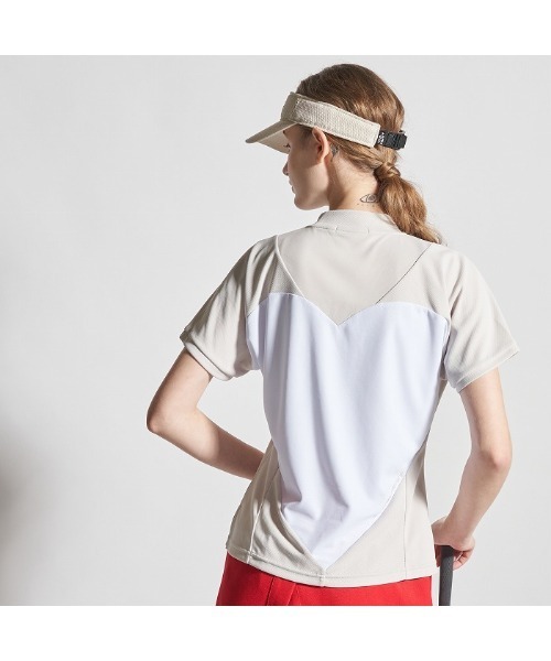 VIVA HEART(ビバハート)の「【VIVA HEART/GOLF】ハートバックダブルメッシュ半袖モックネック(シャツ/ブラウス・レディース・ブラック/ライトベージュ/ホワイト・40)」の5枚目の写真