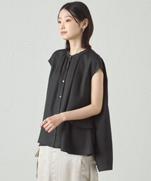 CAST: | 【吸水速乾/UV対策/セットアップ対応】アシンメトリーレイヤードサテンブラウス(シャツ/ブラウス)