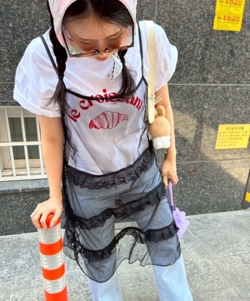 ipugo(イプゴ)の「ipugo/イプゴ レイヤードレースキャミワンピース 秋物 秋服 2026年秋冬(ワンピース・レディース・ブラック/ホワイト・FREE)」の1枚目の写真