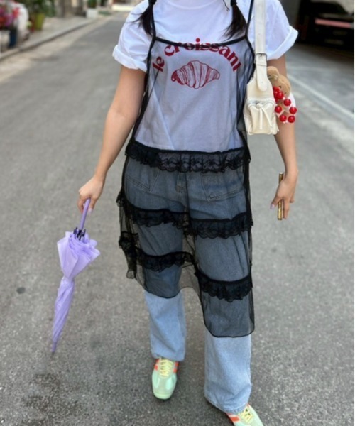 ipugo(イプゴ)の「ipugo/イプゴ レイヤードレースキャミワンピース 秋物 秋服 2026年秋冬(ワンピース・レディース・ブラック/ホワイト・FREE)」の8枚目の写真