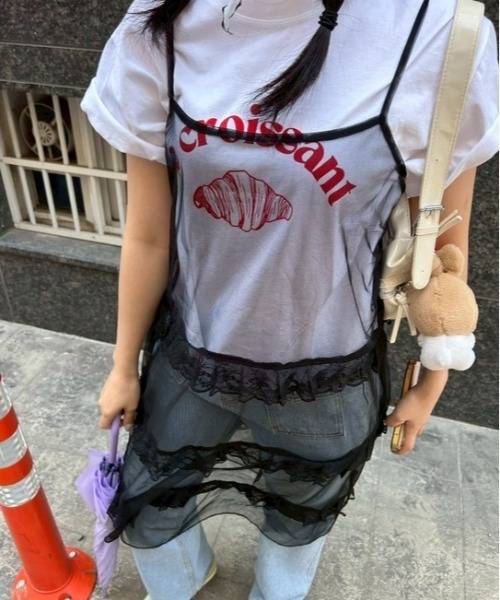 ipugo(イプゴ)の「ipugo/イプゴ レイヤードレースキャミワンピース 秋物 秋服 2026年秋冬(ワンピース・レディース・ブラック/ホワイト・FREE)」の11枚目の写真