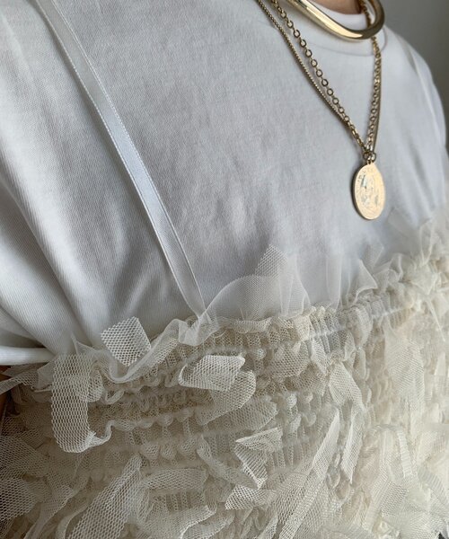 DouDou（ドゥドゥ）の「【WEB限定】ビスチェ＋Tシャツセット（Tシャツ/カットソー・レディース・ブラック/オフホワイト・FREE）」の14枚目の写真