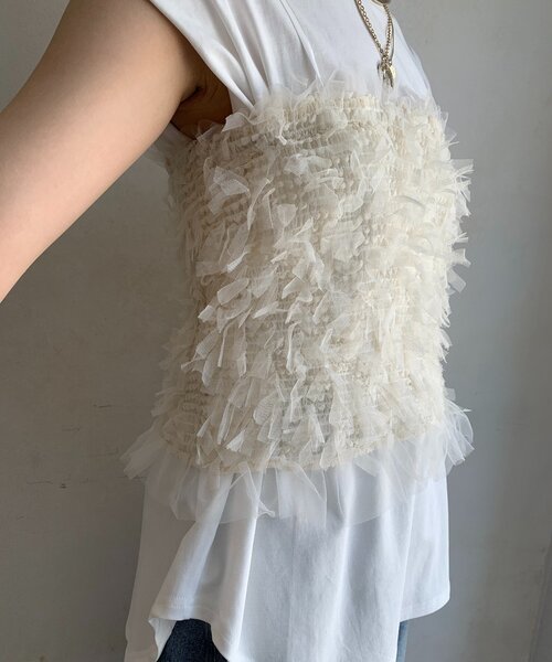 DouDou（ドゥドゥ）の「【WEB限定】ビスチェ＋Tシャツセット（Tシャツ/カットソー・レディース・ブラック/オフホワイト・FREE）」の18枚目の写真