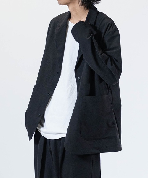 JOHN'S CLOSET(ジョンズクローゼット)の「【3】ポリサッカー 2WAYストレッチ オーバーサイズ 3B ジャケット 【セットアップ展開】(テーラードジャケット・メンズ・ブラウン/ブラック/グレー・MEDIUM/LARGE/X-LARGE)」の5枚目の写真