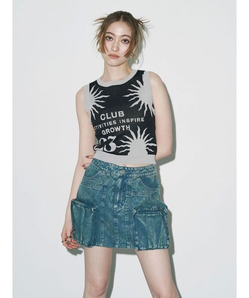 EVRIS（エヴリス）の「ヴィンテージライクカーゴミニスカート（スカート・レディース・ブルー/ベージュ・SMALL/MEDIUM）」の8枚目の写真