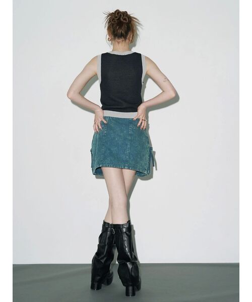 EVRIS（エヴリス）の「ヴィンテージライクカーゴミニスカート（スカート・レディース・ブルー/ベージュ・SMALL/MEDIUM）」の6枚目の写真