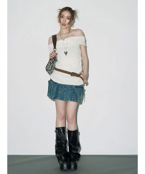 EVRIS（エヴリス）の「ヴィンテージライクカーゴミニスカート（スカート・レディース・ブルー/ベージュ・SMALL/MEDIUM）」の3枚目の写真