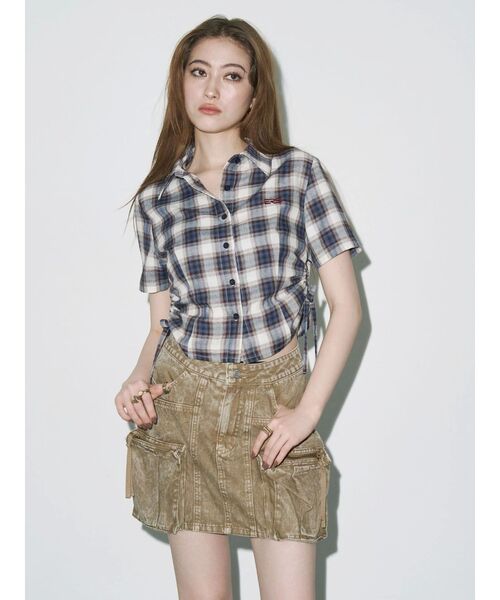 EVRIS（エヴリス）の「ヴィンテージライクカーゴミニスカート（スカート・レディース・ブルー/ベージュ・SMALL/MEDIUM）」の10枚目の写真