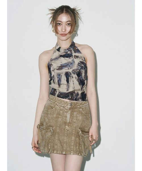 EVRIS（エヴリス）の「ヴィンテージライクカーゴミニスカート（スカート・レディース・ブルー/ベージュ・SMALL/MEDIUM）」の13枚目の写真