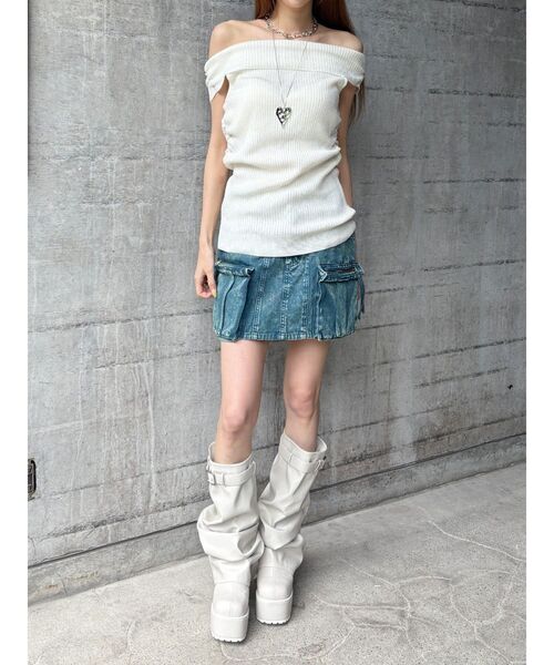 EVRIS（エヴリス）の「ヴィンテージライクカーゴミニスカート（スカート・レディース・ブルー/ベージュ・SMALL/MEDIUM）」の18枚目の写真