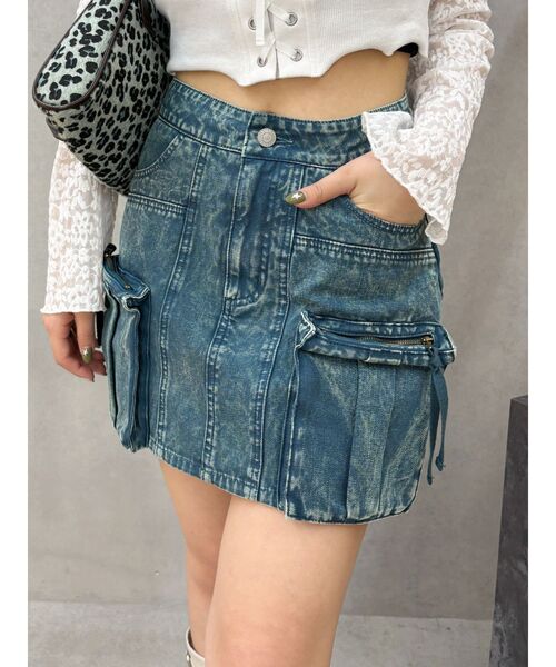 EVRIS（エヴリス）の「ヴィンテージライクカーゴミニスカート（スカート・レディース・ブルー/ベージュ・SMALL/MEDIUM）」の20枚目の写真