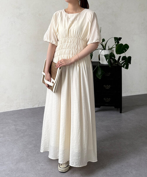 Chez toi（シェトワ）の「ウエストシャーリングワンピース（ワンピース・レディース・ホワイト/ブラウン/グリーン・FREE）」の2枚目の写真